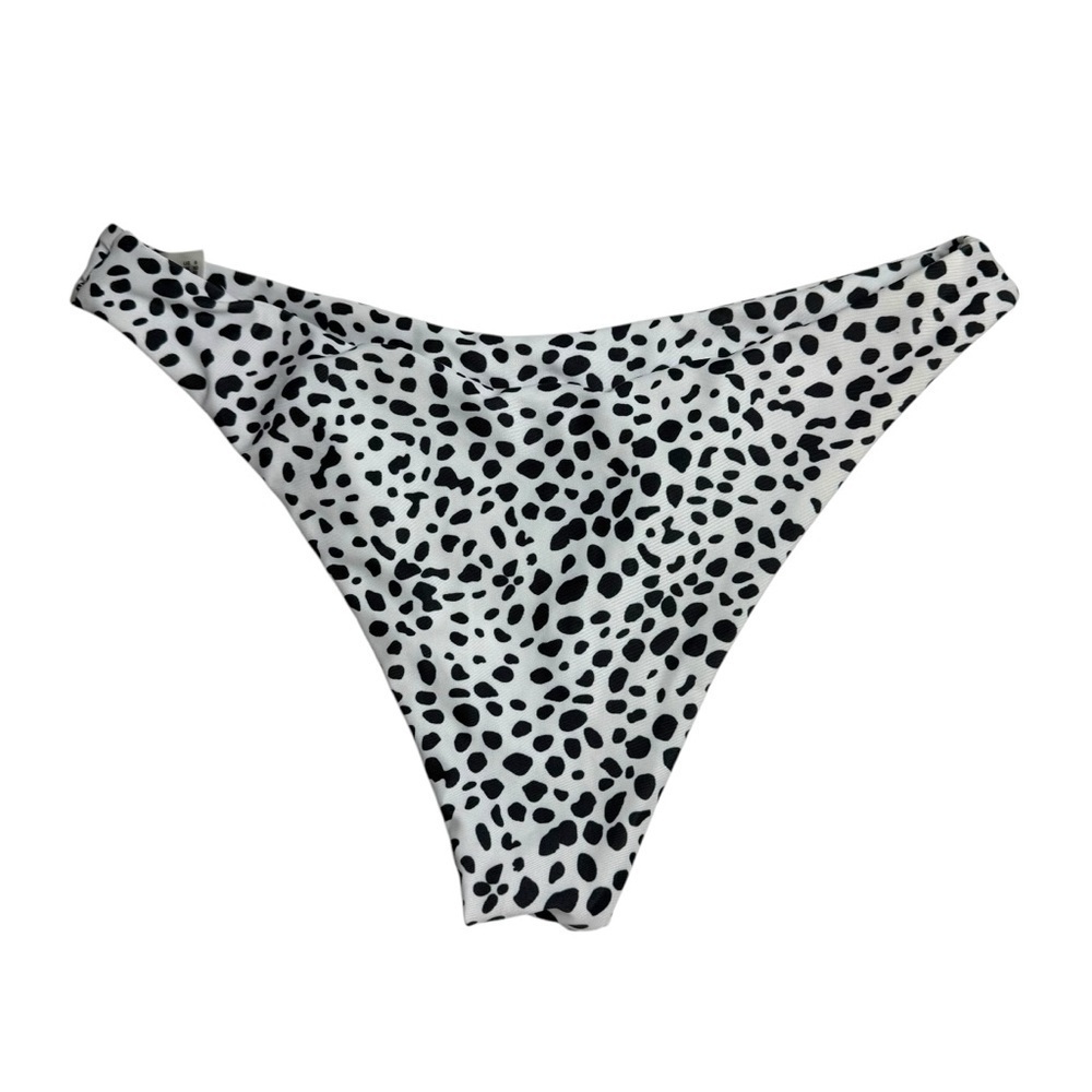 Women's Cheeky Dalmatian Pattern Bikini Bottoms Black/White Size Medium
